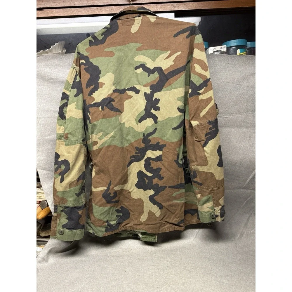 Vintage US Army Woodland‎ Camo Summer Combat Coat Jacket  Medium Long